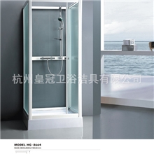 杭州厂家直销80*80cm方形布纹玻璃整体房/简易淋浴房(HG-8664)