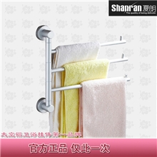 夏朗卫浴活动毛巾杆太空铝挂件毛巾架实心三杆厂家直销