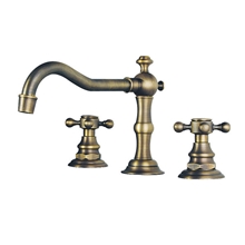 AZOS全铜面盆龙头BA07仿古铜面盆龙头三孔分体式龙头冷热水龙头