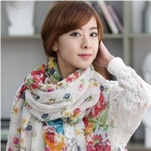 w06235韩版田园小碎花女式围巾百花争艳小号