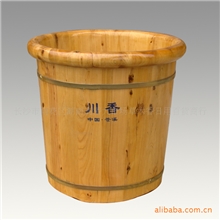大量供应特色圆边香柏木足浴桶(黄棕色),木桶，泡脚盆