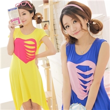 （宅美美）夏季新款热辣创意爱心碎了可爱少女背心短袖两选家居服