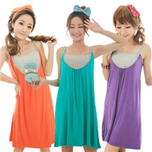 （宅美美）新款夏季莫代尔面料吊带哺乳喂奶上掀月子服妈妈睡裙