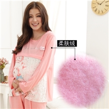 （宅美美）冬季高贵印花月子服睡衣喂奶拉链柔肤绒睡衣家居服女