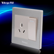 Telege天纪E72系列三孔插座带一开双控开关三插防触电E72Z3K12