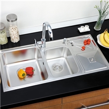 方圆混合设计厨房之星带垃圾桶双水槽