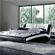 皮床软床真皮软床代理，加盟时尚真皮双人床酒店床717