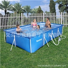 矩形支架水池夹网水池家庭游泳池400*211*81cm带过滤泵
