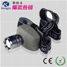 头灯厂家供应新款CREE户外3W专业野营led强光变焦调焦头灯防水