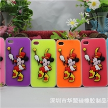 苹果4/4S硅胶手机壳厂家清货iphone卡通硅胶手机外壳加包装