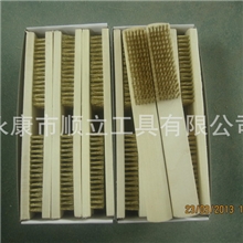 厂家直销6*16木柄纯铜丝刷抛光除锈烧烤去污刷清洁工具