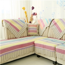 时尚田园彩条绗缝沙发垫厂家直销