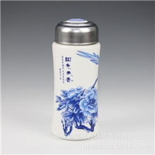 厂家直销青花保温杯养生功效商务礼品定制水杯广告杯