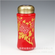 中国红瓷富贵牡丹陶瓷保温杯节日赠送商务婚庆礼品喜气洋洋