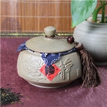 岩泥-静雅精致印花图案防潮湿高档别雅密封性好粗陶茶叶罐