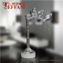批发供应鸟儿树脂摆件时尚银色植物艺术仿生工艺品创意礼品