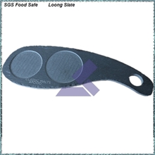 外贸原单带LOGO图案勺子形状黑色石板杯垫