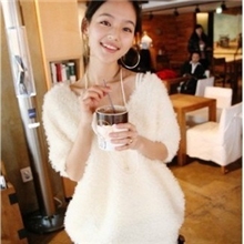 2013秋装打底衫VIP批发秋冬装宽肩V领短袖毛绒T恤原价15元