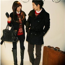 厂家直销秋冬情侣装双排扣开衫抓绒卫衣情侣外套Q112053