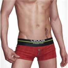 福建泉州批发CROOTA平脚内裤全棉红色印格子平角男士内裤批发