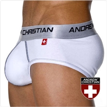 时尚男士内裤美国AC经典纯棉U凸罩杯白色男士三角内裤批发