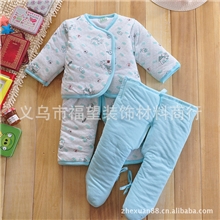 批发婴幼儿童装新生儿棉衣棉服外套秋冬季加厚宝宝外出服三件套装