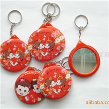 供应塑料化妆镜子双面镜单面镜圆镜手柄镜挂镜钥匙扣镜子