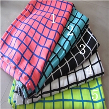 2013时尚爆款印花韩国绒面料厚雪纺多色正方四方黑白格子布料