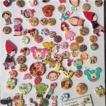 印花木纽扣/卡通/木质/木制/彩绘/雕刻/儿童毛衣木扣子