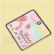 厂家热销圆角四边形服装吊牌彩色喷溅个性图案高档服装挂牌吊牌