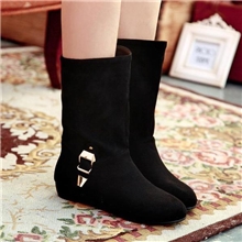 2013简约中筒女靴时尚短靴百搭短靴坡跟磨砂皮人造pu橡胶底骑士靴