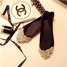 13春夏新甜美水钻尖头鞋软平底鞋真水钻平底单鞋公主婚鞋新娘鞋