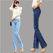 2013新款提臀显瘦女式牛仔裤批发百搭排扣收腹微喇叭裤阔腿长裤子
