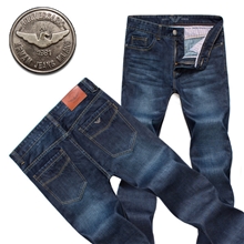 威尔斯达专柜正品牛仔裤男秋冬厚款宽松大码直筒商务男士牛仔裤