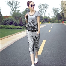 2013夏装爆款时尚韩版修身网纱休闲套装运动套装女装2件套