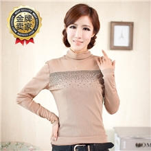 【伙拼】thisbout双层网纱打底衫高领韩版修身长袖T恤厂家直销