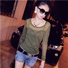 【品质货】秋冬新款女装韩版性感网纱打底衫百搭长袖T恤批发