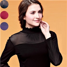 秋款女装修身打底衣T恤批发外贸女装秋冬女士网纱打底衫长袖