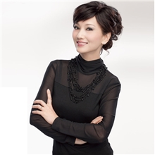 2013秋装新款热销性感女装打底衫女款网纱拼接针织打底衣批发