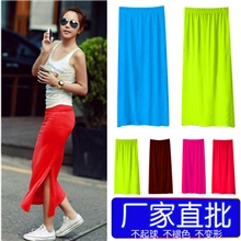 韩版莫代尔薄款长裙半身裙侧开叉包臀长裙职业裙铅笔裙批发