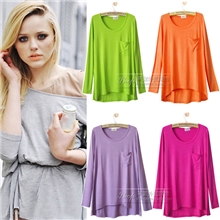 春秋装莫代尔长袖t恤衫宽松大码女装亚力山大休闲T恤批发