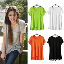 春夏装莫代尔亚力山大短袖t恤打底衫女装宽松不规则大码T恤