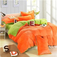 1118大促素色保暖加厚超柔双拼法莱绒四件套床单式床上用品特价