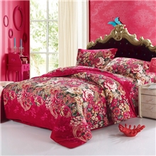 全棉印花加厚磨毛四件套批发纯棉婚庆用品磨毛四件套床上用品