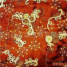 供应绣花布珠片绣花布三合一绣花布盘带绣绣花布锦涤纺绣花布