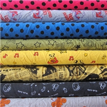 库存毛圈花布料纯棉印花面料全棉卫衣毛圈布童装花布头