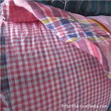 外贸纯棉红格子布库存方格布料库存双层纱布100%全棉双层纱布