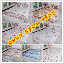 【厂家直销】老粗布床单棉麻印花凉席可折叠凉席空调席