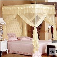 批发外贸绸缎宫廷不锈钢三开门折叠落地蚊帐加粗加高厂家直销