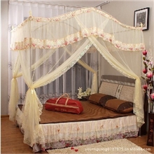豪华拱形印花宫廷韩版公主落地蚊帐22mm加粗加厚加高不锈钢蚊帐
